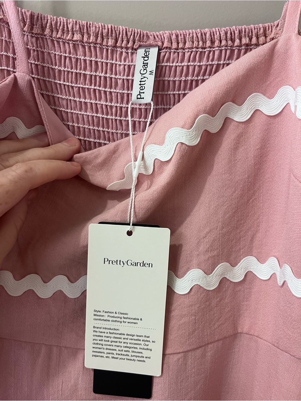 Women's Pink Spaghetti-Strap Maxi Dress with White Trim - Picture 6 of 7
